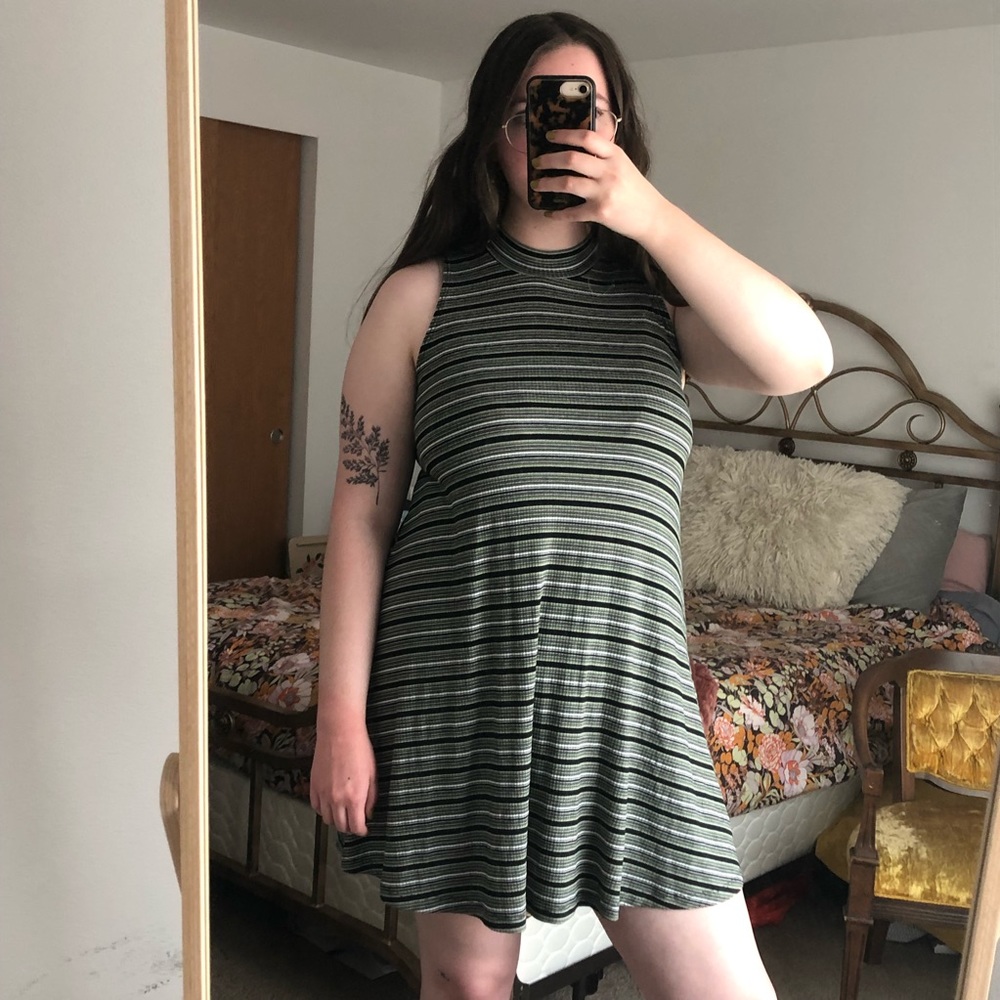 Sleeveless Mock Neck Swing Dress